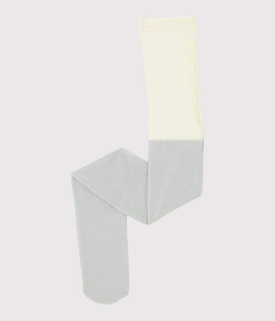 Leotardos de microfibra con purpurina de niña blanco MARSHMALLOW/gris ARGENT