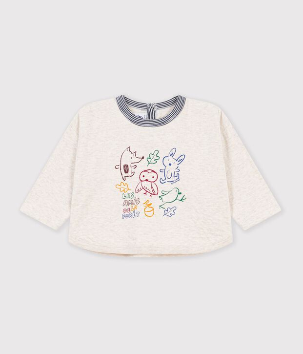 Camiseta de algod&oacute;n de manga larga lisa con estampado para beb&eacute; MONTELIMAR CHINE