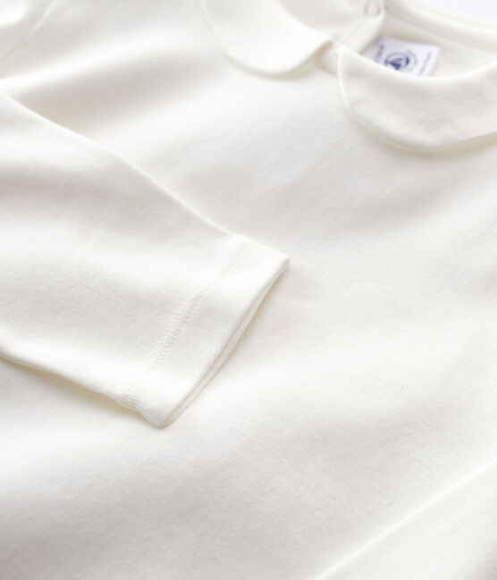 Camiseta de manga larga de algodón de niña blanco MARSHMALLOW