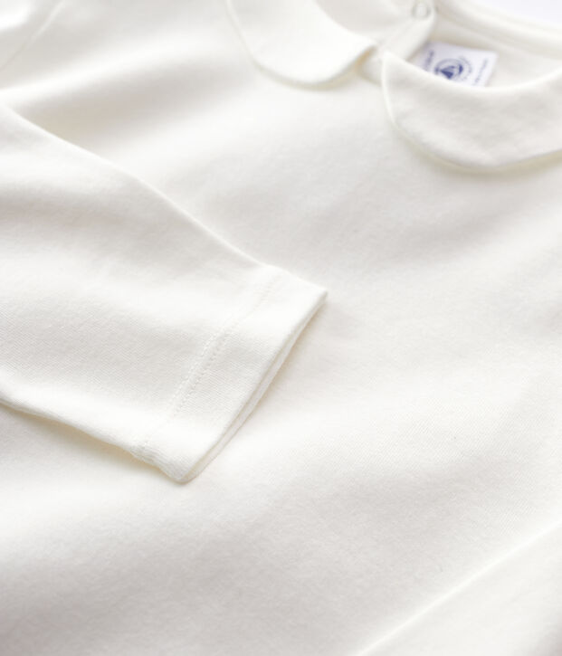 Camiseta de manga larga de algod&oacute;n de ni&ntilde;a blanco