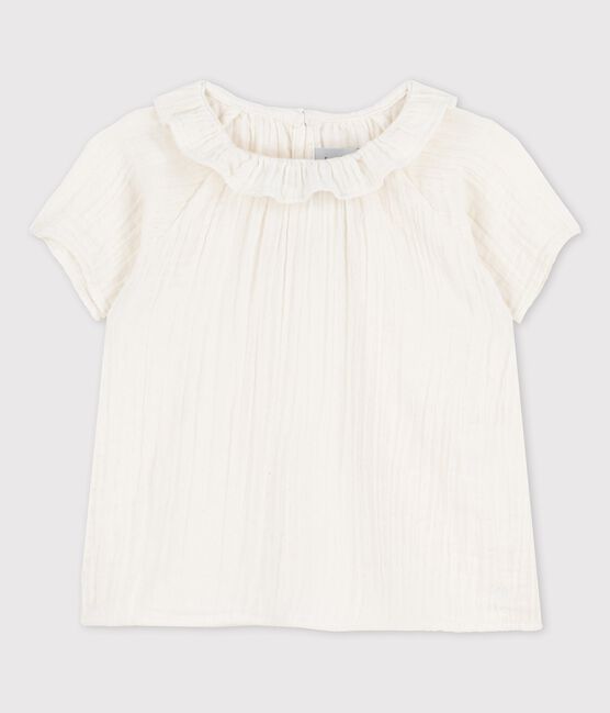 Blusa de gasa de algodón ecológico de bebé blanco MARSHMALLOW