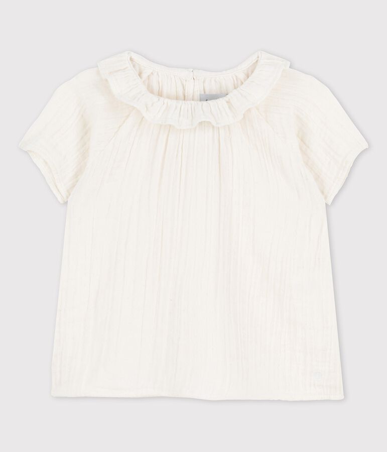 Blusa de gasa de algod&oacute;n ecol&oacute;gico de beb&eacute; blanco