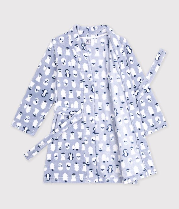 Bata polar infantil estampada azul/multicolor