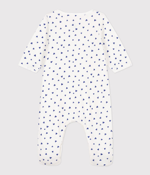 Bodyjama de t&uacute;bico con corazones blanco/azul