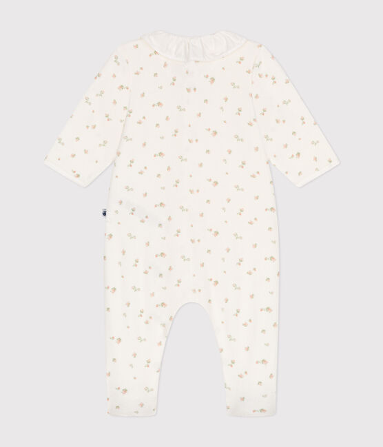 Pijama de terciopelo para bebé blanco MARSHMALLOW/blanco MULTICO