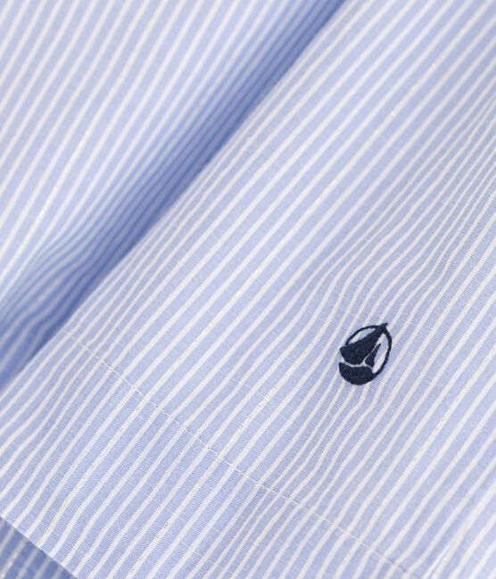 Vestido de popelina a rayas sin mangas para niña BLEU/ MARSHMALLOW/ ARGENT