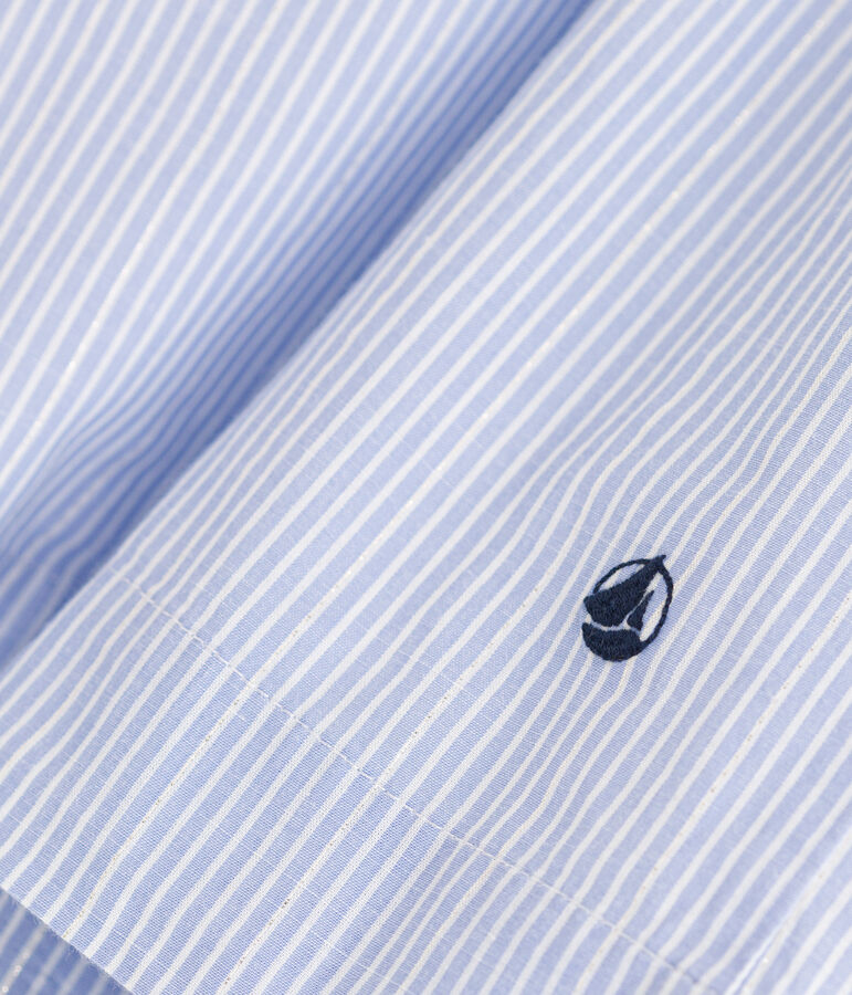 Vestido de popelina a rayas sin mangas para ni&ntilde;a azul/blanco/gris