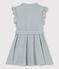 Vestido sin mangas de tejido milrayas orgánico para niña azul BRUT/blanco MARSHMALLOW