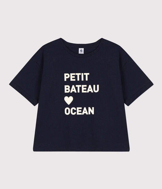 Camiseta La BOXY ancha de algodón para mujer azul SMOKING