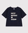 Camiseta La BOXY ancha de algodón para mujer azul SMOKING