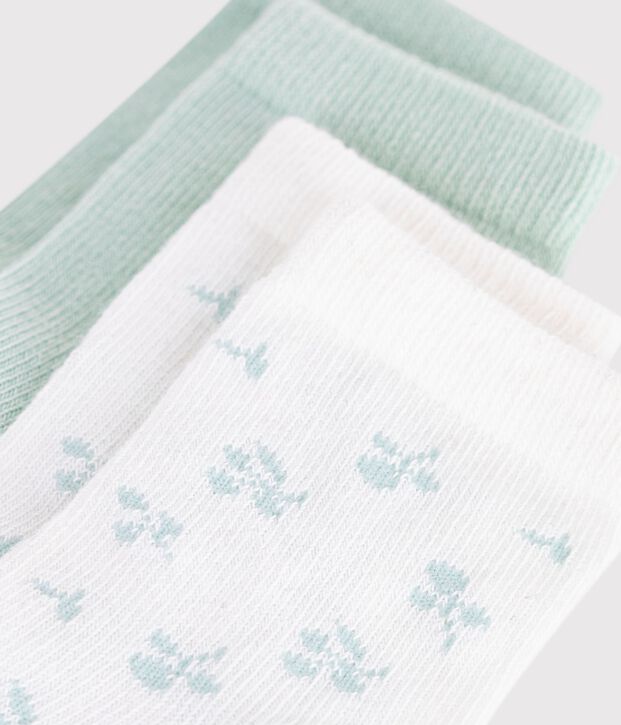 2 pares de calcetines de algod&oacute;n con estampado de flores para beb&eacute; multicolor
