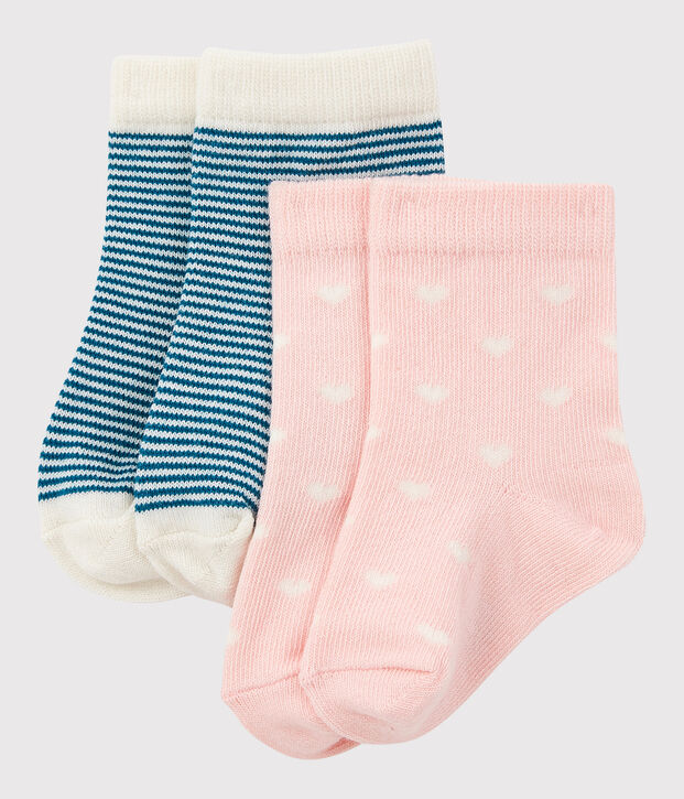 Juego de 2 pares de calcetines para beb&eacute; multicolor
