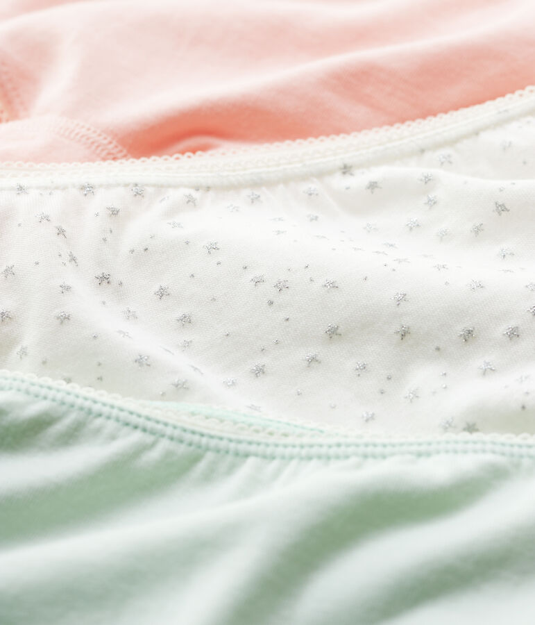 Juego de 3 culottes con estampado de purpurina de ni&ntilde;a de algod&oacute;n org&aacute;nico y elastano multicolor