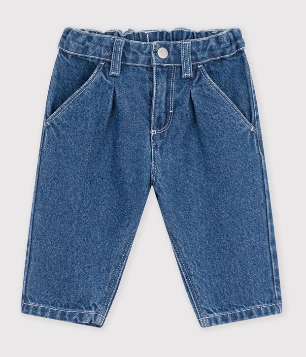 Pantal&oacute;n denim liso para beb&eacute; azul