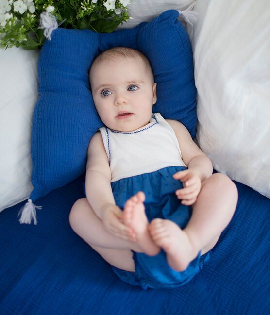 Mono corto para bebé niña blanco MARSHMALLOW/azul COOL
