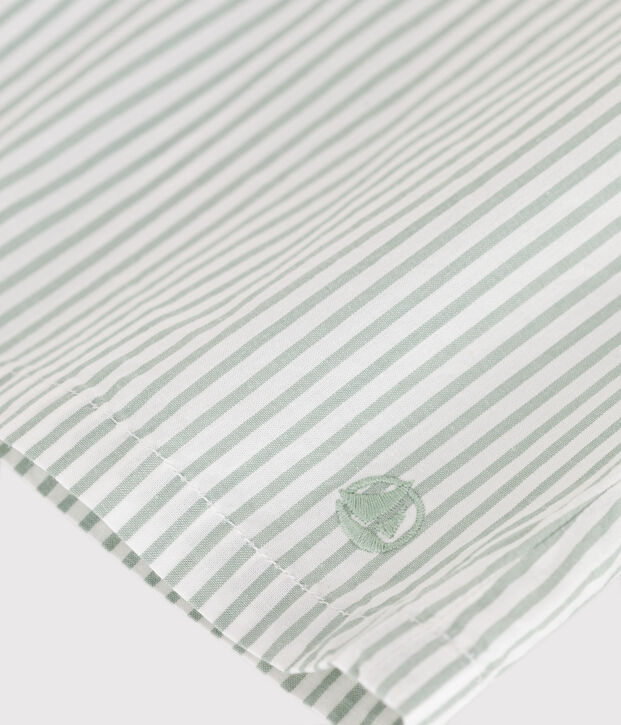 Blusa infantil sin mangas de algod&oacute;n a rayas verde/blanco