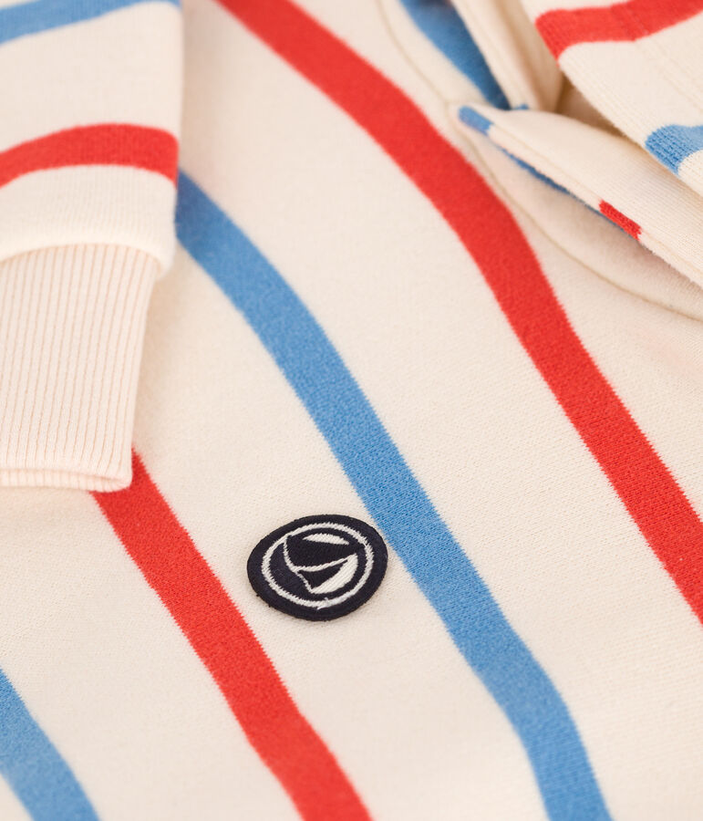 Sudadera infantil unisex de algod&oacute;n a rayas con capucha crudo/multicolor