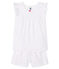 Pijama corto coraz&oacute;n rosa para ni&ntilde;a de canal&eacute; blanco/rosa