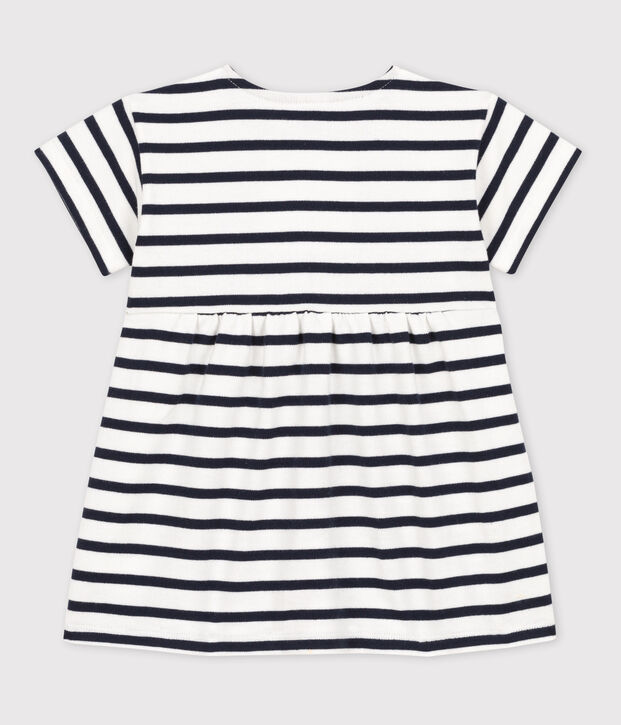 Polo de manga corta a rayas marineras de jersey para beb&eacute; blanco/azul