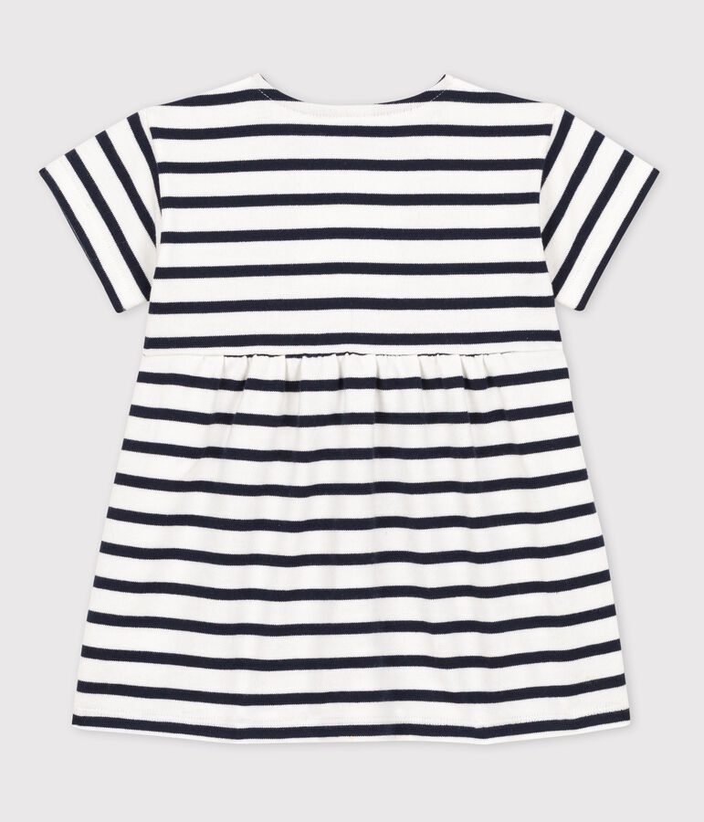 Polo de manga corta a rayas marineras de jersey para beb&eacute; blanco/azul