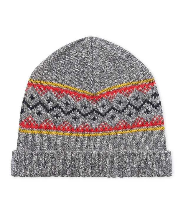 Gorro de ni&ntilde;o en lana de mezcla gris/multicolor