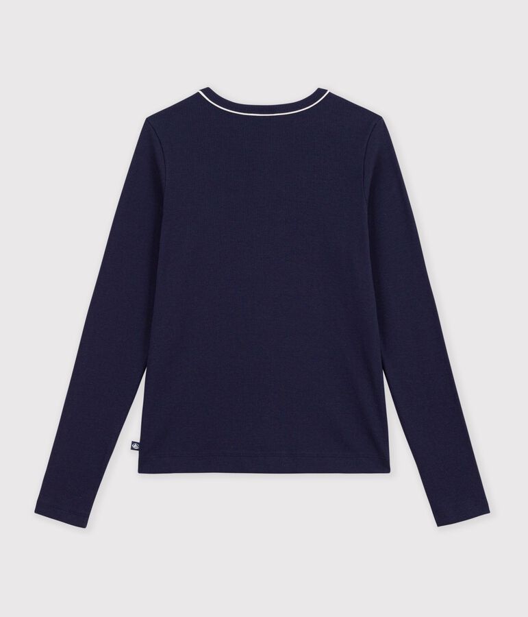 C&aacute;rdigan de algod&oacute;n liso para mujer azul