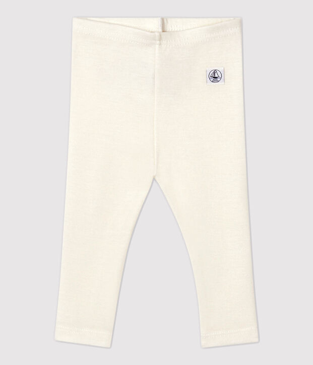 Pantal&oacute;n de lana y algod&oacute;n para beb&eacute; blanco
