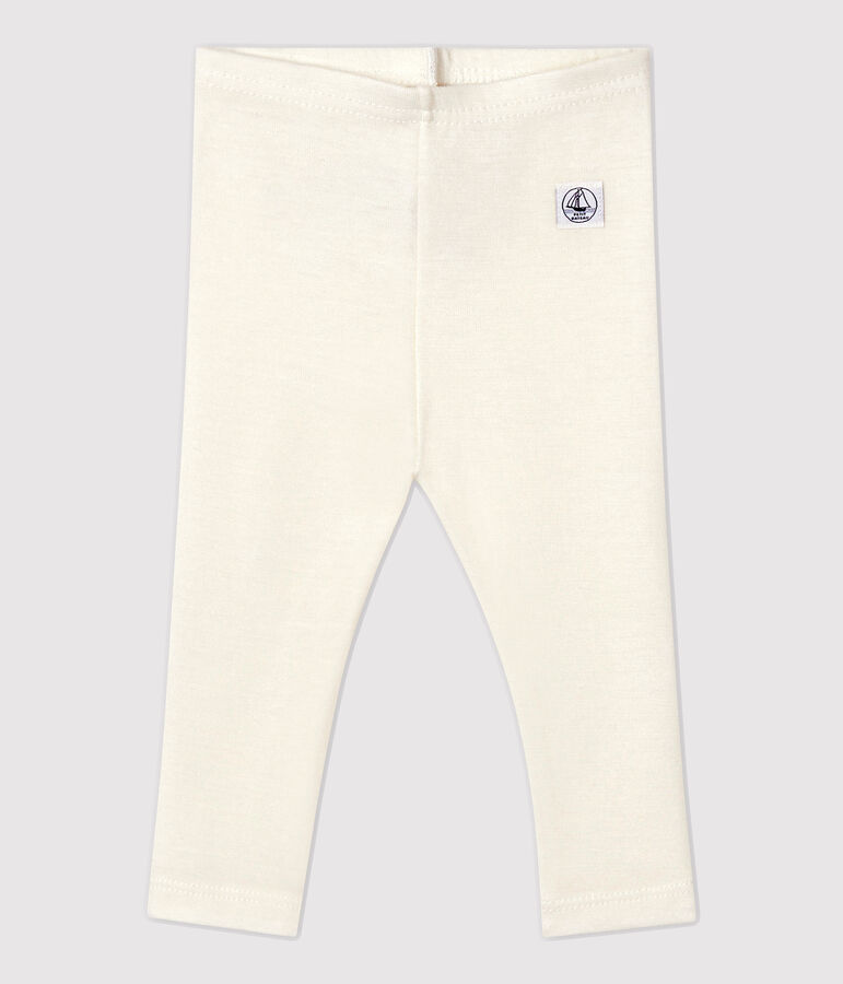 Pantal&oacute;n de lana y algod&oacute;n para beb&eacute; blanco