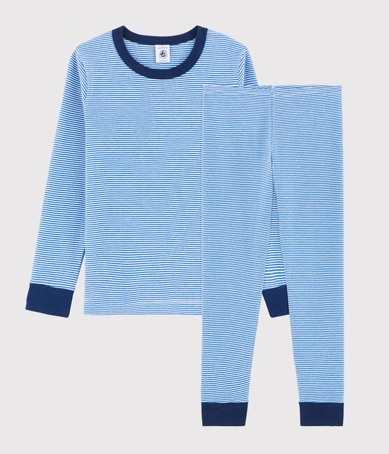 Pijama de mil rayas azul de niño pequeño de punto azul RUISSEAU/blanco MARSHMALLOW