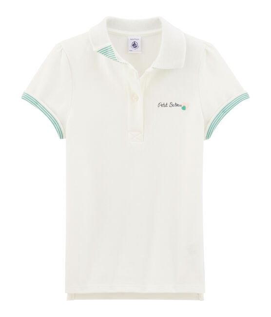 Polo manga corta infantil para niña blanco MARSHMALLOW