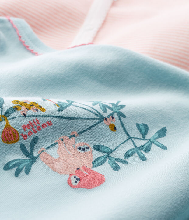 Par de monos cortos de punto para beb&eacute; ni&ntilde;a multicolor