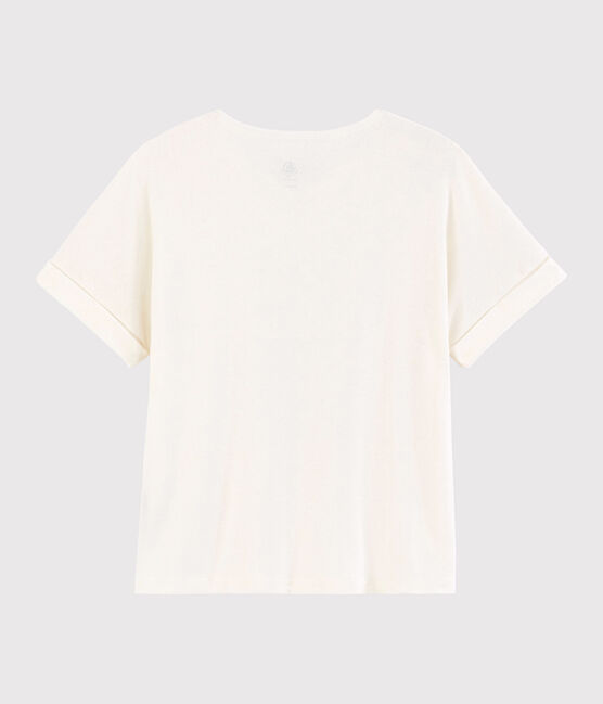 Camiseta de algodón/lino lisa de mujer blanco MARSHMALLOW