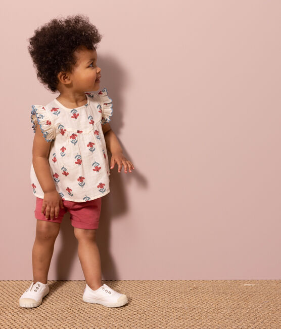 Shorts lisos de punto flameado para bebé rosa PAPI