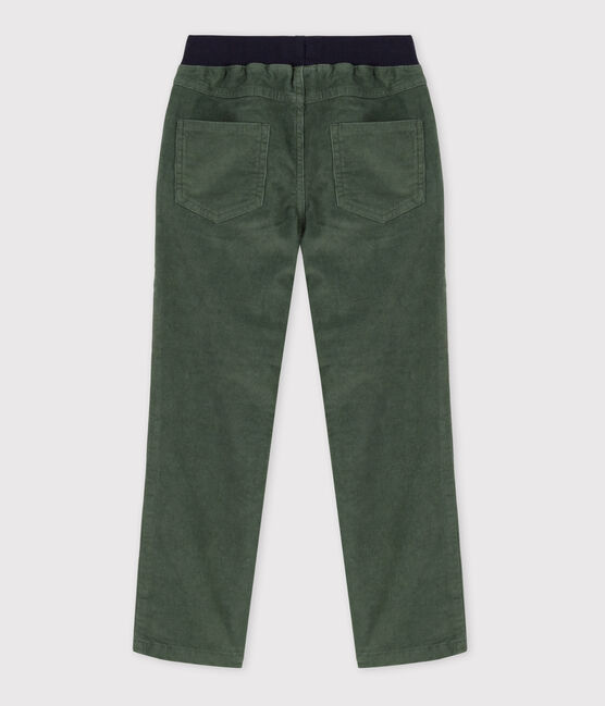 Pantalón recto de terciopelo medio de niña / niño verde VALLEE