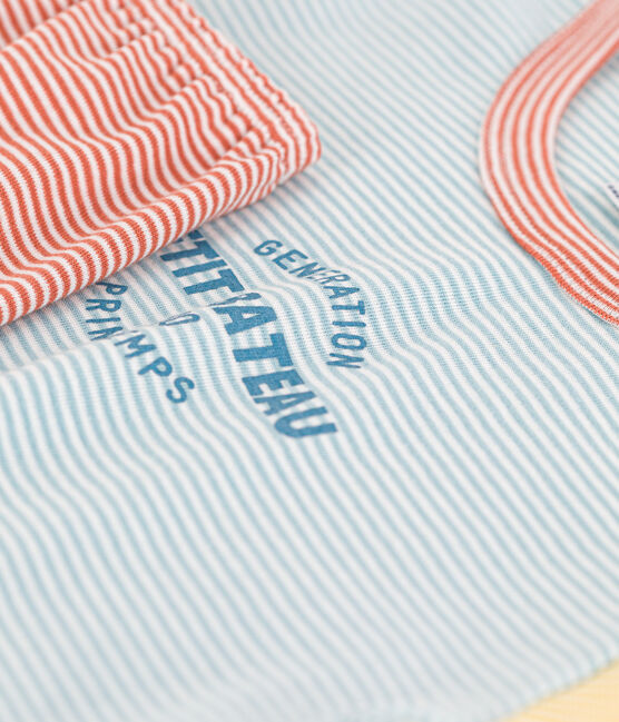 Pijama corto de algodón milrayas tricolor para niño/niña MIMI/ MULTICO