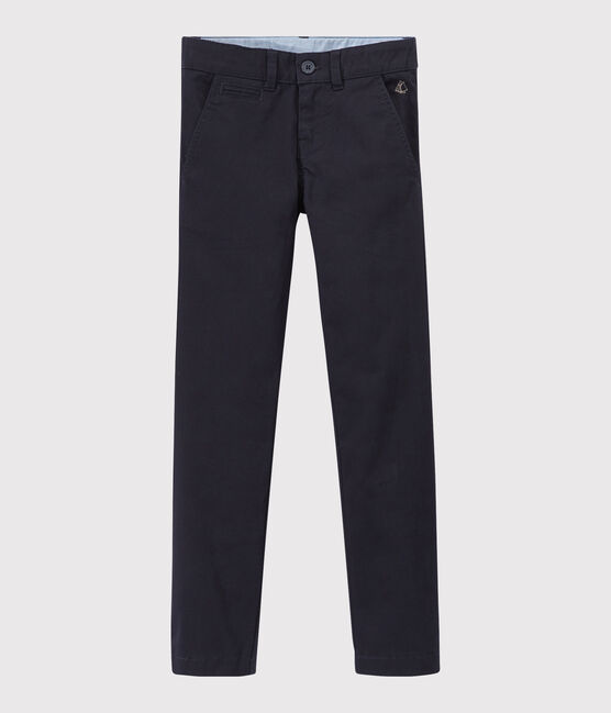 Pantalón slim de gabardina de algodón de niño azul SMOKING