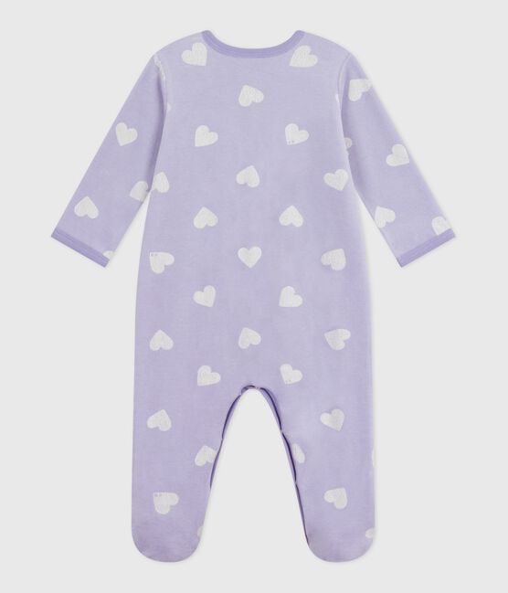Pijama de terciopelo con estampado de corazones para bebé blanco SQUAW/ MARSHMALLOW