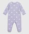 Pijama de terciopelo con estampado de corazones para bebé blanco SQUAW/ MARSHMALLOW