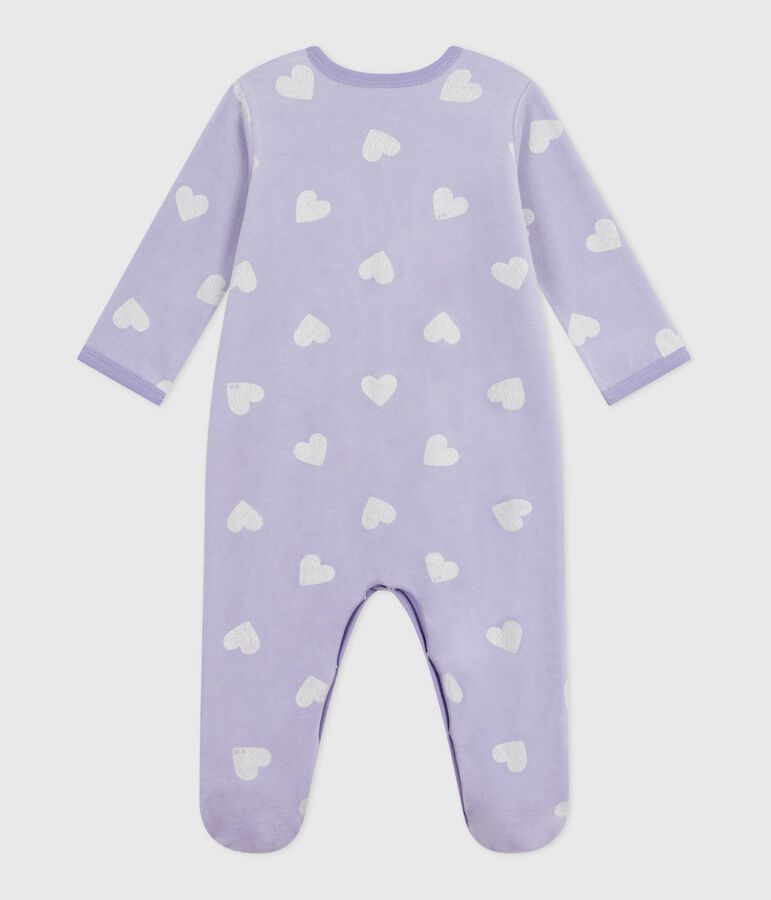 Pijama de terciopelo con estampado de corazones para beb&eacute; blanco SQUAW/ MARSHMALLOW