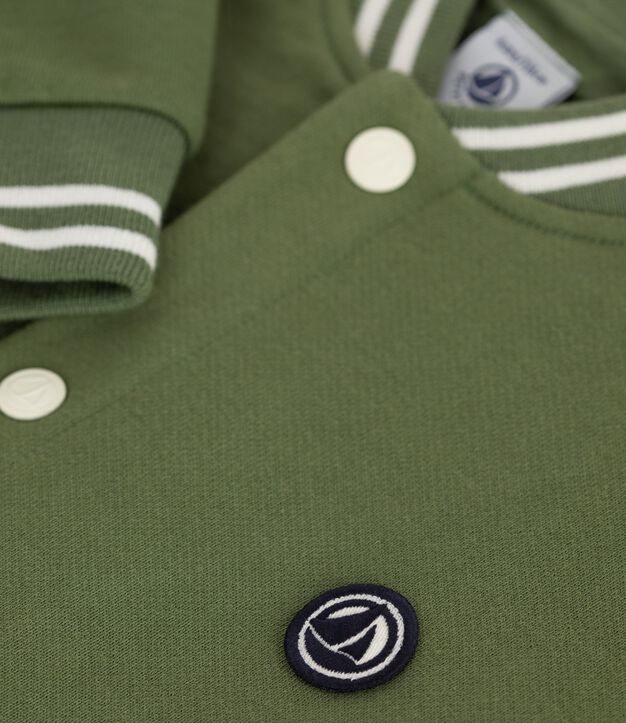 Chaqueta teddy infantil de algod&oacute;n verde/crudo