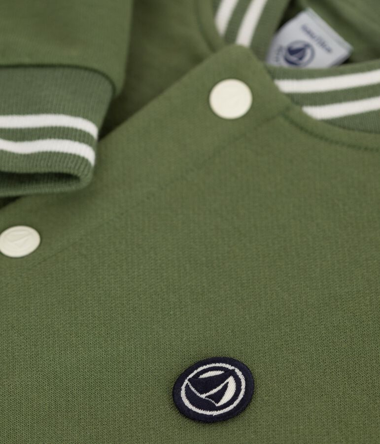 Chaqueta teddy infantil de algod&oacute;n verde/crudo