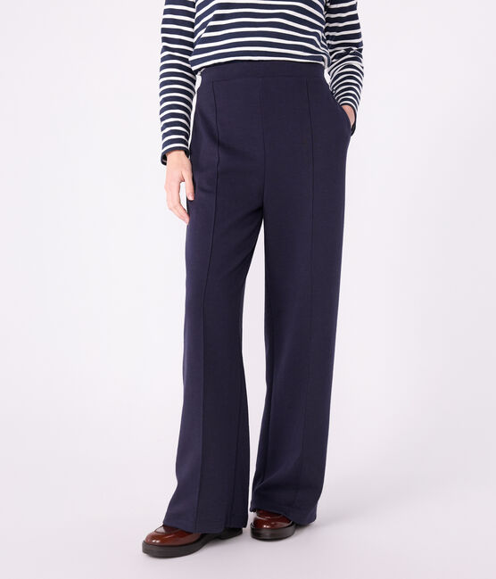 Pantalón de algodón para mujer azul SMOKING
