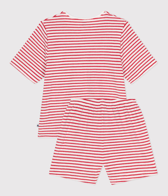 Pijama corto de algodón a rayas para mujer rojo MARSHMALLOW/ SPI