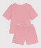 Pijama corto de algodón a rayas para mujer rojo MARSHMALLOW/ SPI