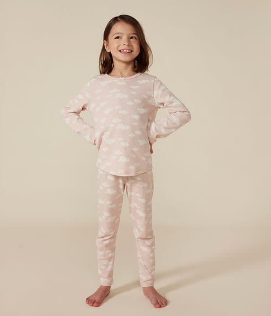 Pijama infantil de algodón con estampado de corazón SALINE/ MARSHMALLOW