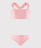 Traje de baño 2 piezas reciclado de niña rosa GRETEL/blanco MARSHMALLOW