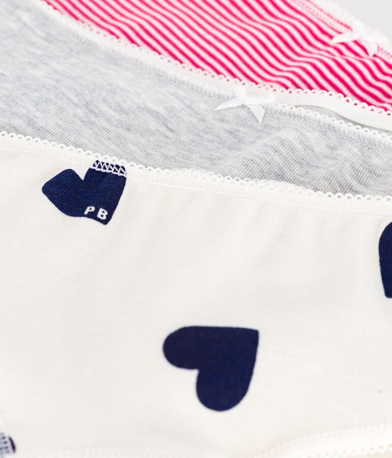 Juego de culottes infantiles de algod&oacute;n con estampado de corazones multicolor