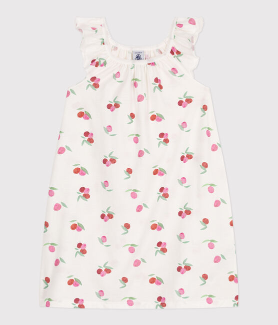 Camisón infantil de algodón con estampado de frutas blanco MARSHMALLOW/blanco MULTICO