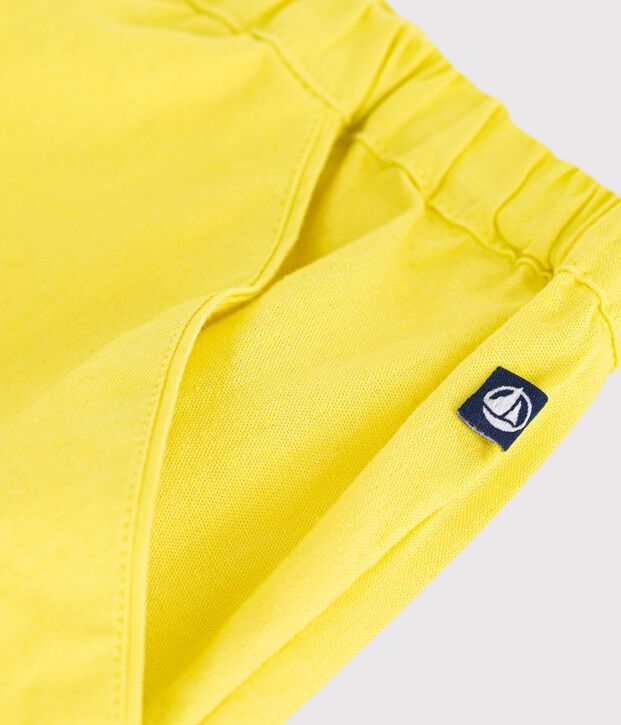 Shorts infantiles de algod&oacute;n liso amarillo