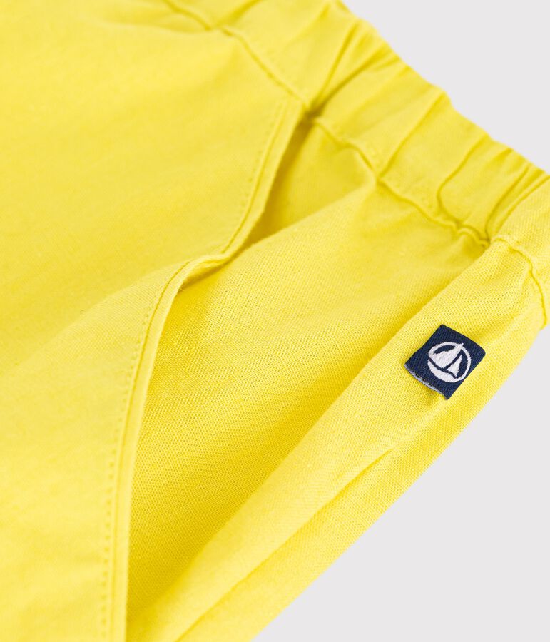 Shorts infantiles de algod&oacute;n liso amarillo
